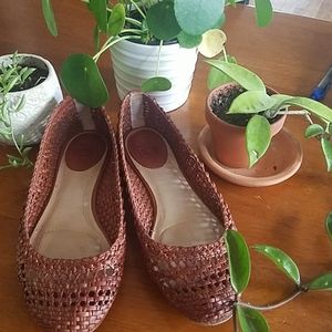 Frye Woven Leather Flats Shoes 8
